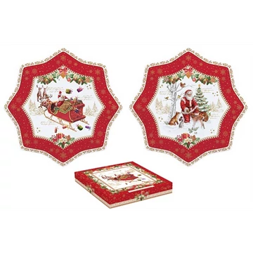 Porcelán desszerttányér 2 db-os szett, 20cm, dobozban, Christmas Memories, R2S.1001CHME