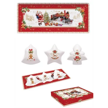 Porcelántálcán 3 karácsonyi porcelántálka 36x16cm, dobozban, Christmas Memories, R2S.1006CHME