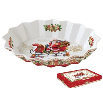 Porcelán ováltálca 25x17x4,5cm, dobozban, Christmas Memories, R2S.1048CHME