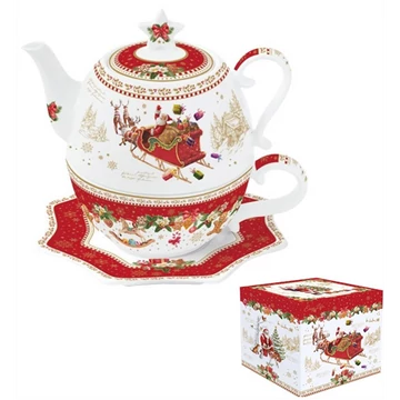 Porcelán egyszemélyes teásszett 450/370ml, dobozban, Christmas Memories, R2S.1096CHME