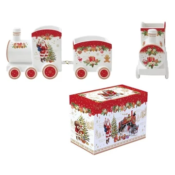 Porcelán vonattál, 2 részes, 25,5x8x12,5cm, dobozban, Christmas Memories, R2S.1098CHME