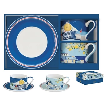 Porceláncsésze+alj 240ml, 2 személyes, dobozban, Coffee Mania,Sea Dreams, R2S.132SEAD