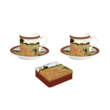 Porcelán eszpresszócsésze+alj 2 személyes, 75ml, dobozban, Monet:Pipacsmező, R2S.169MON2