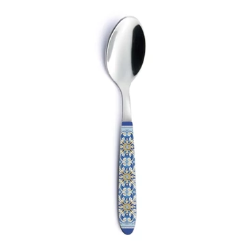 Rozsdamentes kiskanál műanyag dekorborítású nyéllel, 14cm, Maiolica Blue, R2S.2273MAIB
