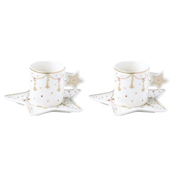 Porcelán eszpresszócsésze+alj 2 személyes 80ml, dobozban, Christmas Lights, R2S.1322CHLI