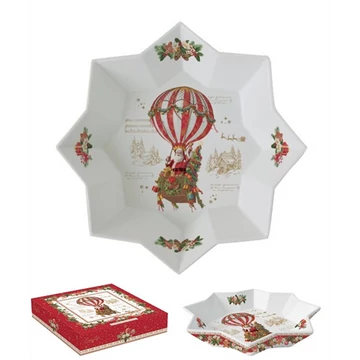 Porcelán csillagtál 25x4,5cm, dobozban, Christmas Memories, R2S.1049CHAB