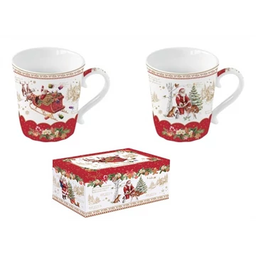 Porcelán bögreszett 2db-os, 340ml, dobozban, Cristmas Memories, R2S.1235CHME