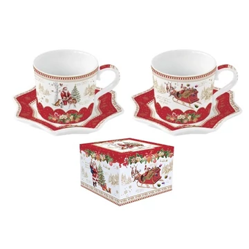 Porcelán eszpresszócsésze+alj 120ml, 2 személyes, dobozban,Christmas Memories, R2S.1237CHME
