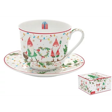 Porcelán reggelizőcsésze+alj 400ml, dobozban, Ready for Christmas, R2S.1454READ