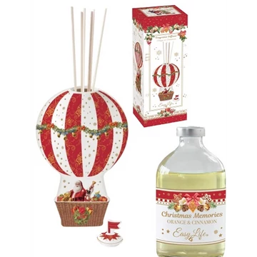 Illatosító olaj (narancs-fahéj) 100ml, ratttanpálcikával, porcelántégellyel 10x17cm, Christmas Memories, R2S.1245CHME