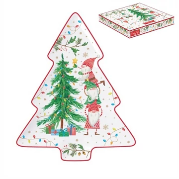 Porcelán fenyőtálca 20,5x25,5cm, dobozban, Ready for Christmas, R2S.1481READ