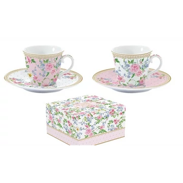 Porcelán eszpresszócsésze+alj 2 személyes 80ml, dobozban,Garden Joy, R2S.1107GAJO