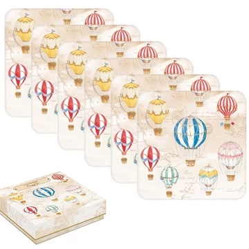 Parafa poháralátét 6db-os10,5x10,5cm,Air Balloons, R2S.952AIRB