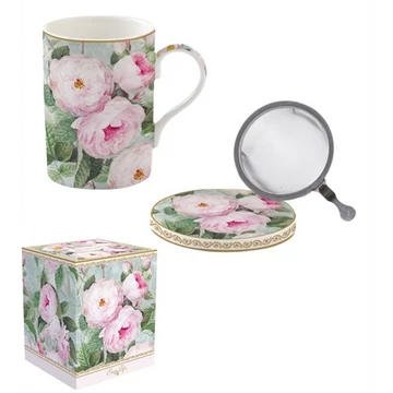 Porcelán szűrősbögre tetővel 350ml dobozban,Roses in Bloom, R2S.105ROBL Porcelán szűrősbögre tetővel 350ml dobozban,Roses in Bloom, R2S.105ROBL