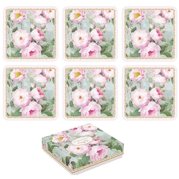 Parafa poháralátét 6db-os 10,5x10,5cm,Roses in Bloom, R2S.952ROBL