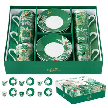 Porcelán eszpresszócsésze+alj 6 személyes,100ml, dobozban,Exotic Heaven, Coffee Mania, R2S.126HEAV