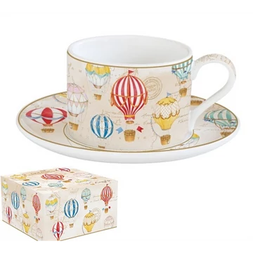 Porcelán teáscsésze+alj 240ml dobozban,Air Balloons, R2S.133AIRB