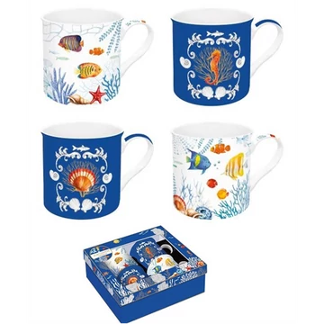 Porcelánbögre 4db-os 300ml dobozban,Aquarium, Atmosphere, R2S.179AQRM
