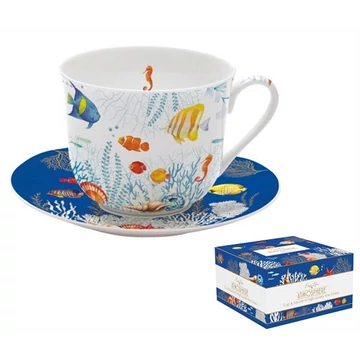 Porcelán reggelizőcsésze+alj 400ml dobozban,Aquarium, Atmosphere, R2S.1454AQRM
