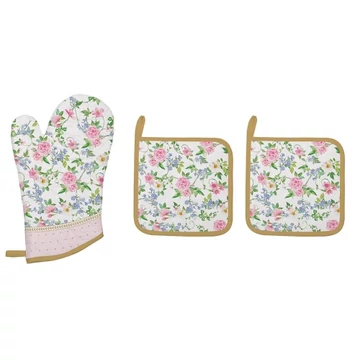 Edényalátét 2db 20x20cm+edényfogó kesztyű 20x30cm,100% pamut,Garden Joy, R2S.2630GAJO