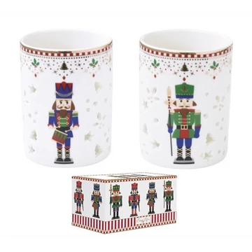 Porcelán mécsestartó pohár 2 db-os szett, 6,5x9cm, dobozban, Nutcracker, R2S.2196NUTC