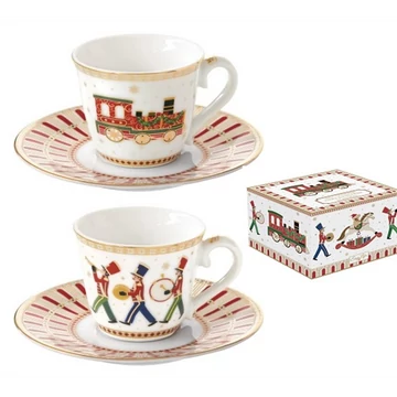 Porcelán eszpresszócsésze+alj 2 személyes, 80ml, dobozban, Polar Express, R2S.1107EXPR