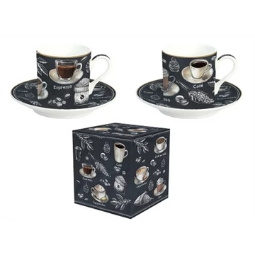 Porcelán eszpresszócsésze+alj 75ml, 2 személyes, dobozban, Barista, R2S.211BRST