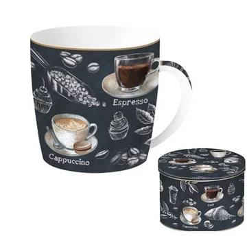 Porcelánbögre 350ml, fémdobozban, Barista, R2S.217BRST