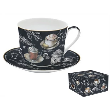 Porcelán reggelizőcsésze+alj 400ml, dobozban, Barista, R2S.1454BRST