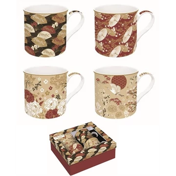 Porcelán bögreszett 4 db-os, 300ml, dobozban, Atmosphere, Kimono, R2S.179KIMO