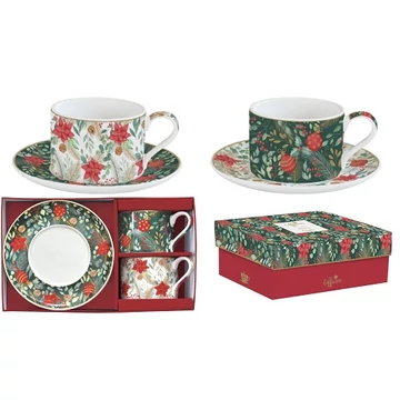 Porceláncsésze+alj 240ml, 2 személyes, dobozban, Coffee Mania, Christmas Joy, R2S.132CJOY