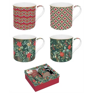 Porcelán bögreszett 4 db-os, 300ml, dobozban, Atmosphere, Christmas Joy, R2S.179CJOY