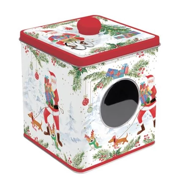 Ablakos fémdoboz 13x13x14,5cm, Joyful Santa, R2S.092JOYF