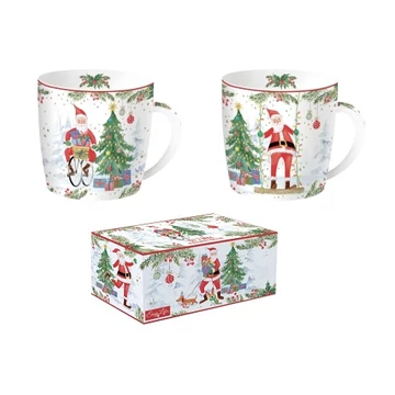 Porcelán bögreszett 2db-os, 350ml, dobozban, Joyful Santa, R2S.213JOYF