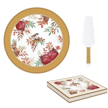 Porcelán tortatál lapáttal 32cm, dobozban, Autumn Symphony, R2S.1112ASYM