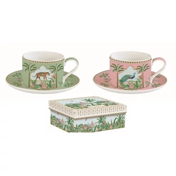 Porceláncsésze+alj 240ml, 2 személyes, dobozban, Coffee Mania, Paradise Sauvage, R2S.132PASA