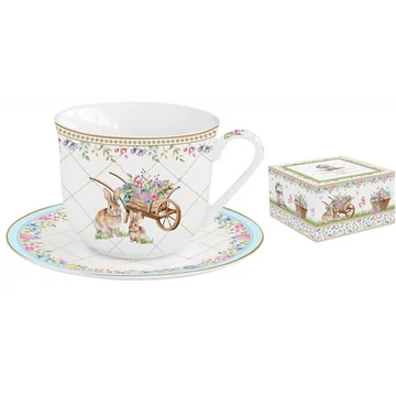 Porcelán reggelizőcsésze+alj 370ml dobozban, Spring Bloom, R2S.1182SPBL