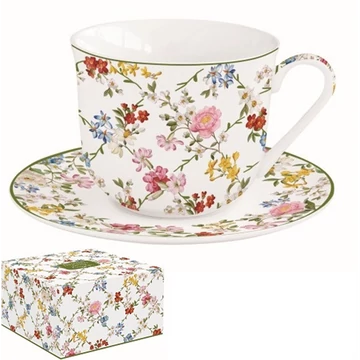 Porcelán reggelizőcsésze+alj 370ml dobozban, Garden Dreams, R2S.1182GADR
