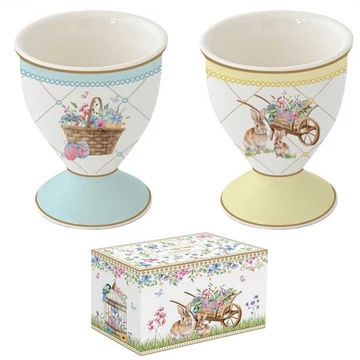 Porcelán tojástartó 6,5cm, 2 db-os, dobozban,Spring Bloom			, R2S.1318SPBL