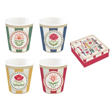 Porcelán eszpresszópohár 4 személyes, 100ml,dobozban, Flowery, R2S.176FLRY