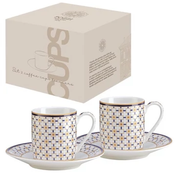Porcelán eszpresszócsésze+alj 80ml, 2 személyes, dobozban, Charles, P.M.PM0125CHRL