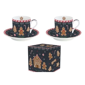 Porcelán eszpresszócsésze+alj 2 személyes 75ml dobozban, Gingerbread, R2S.211GING