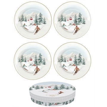 Porcelán desszerttányérszett 4db-os,19cm dobozban, Chalet, R2S.924CHAL