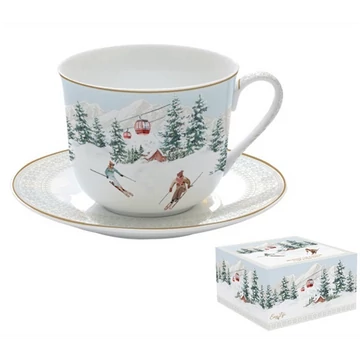 Porcelán reggelizőcsésze+alj 400ml, dobozban, Chalet, R2S.1454CHAL