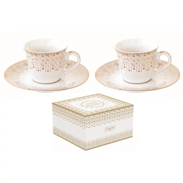 Porcelán eszpresszócsésze+alj 2 személyes, 80ml, dobozban, Festive, R2S.1107FESV