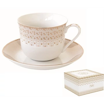 Porcelán reggelizőcsésze+alj 370ml dobozban, Festive , R2S.1182FESV