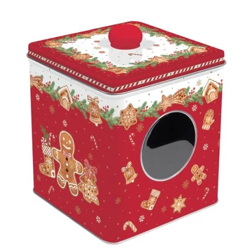 Ablakos fémdoboz 13x13x14,5cm, Fancy Gingerbread, R2S.092FANG