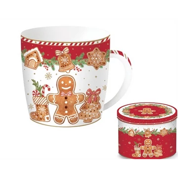 Porcelánbögre 350ml, fémdobozban, Fancy Gingerbread, R2S.217FANG Porcelánbögre 350ml, fémdobozban, Fancy Gingerbread, R2S.217FANG