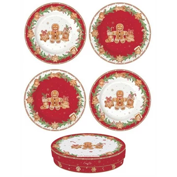 Porcelán desszerttányérszett 4db-os,19cm dobozban, Fancy Gingerbread, R2S.924FANG
