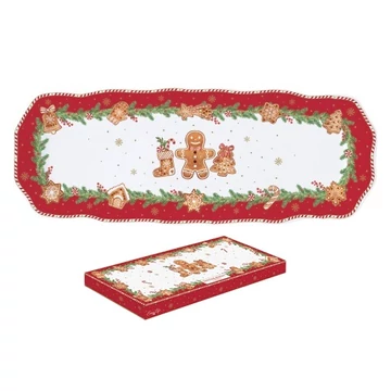 Porcelántálca 37x14cm, dobozban, Fancy Gingerbread, R2S.1482FANG